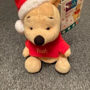 Mini Disney Winnie the Pooh Christmas Plush Bear in Santa Outfit 6"- New